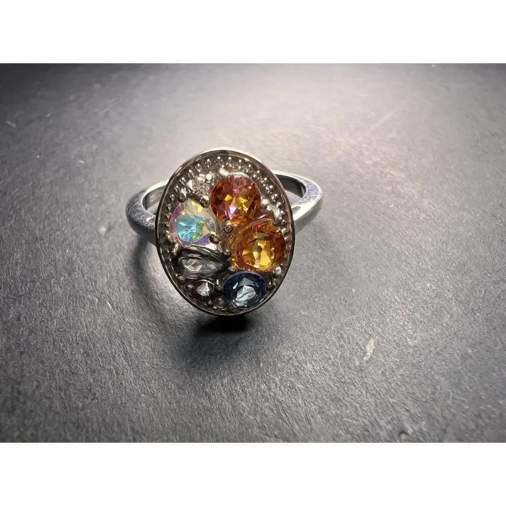NEW cosmic mystic topaz ring in sterling silver size 8
